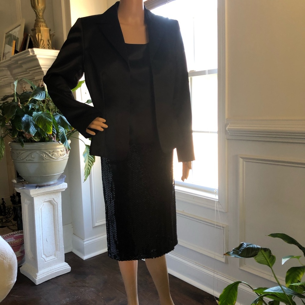 Blazer and shell with separate black sequin skirt